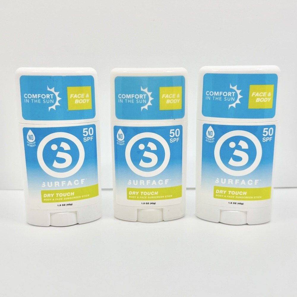3 PACK SURFACE Dry Touch Body Stick SPF50 1.5oz Each New Sealed Sticks 4.5oz